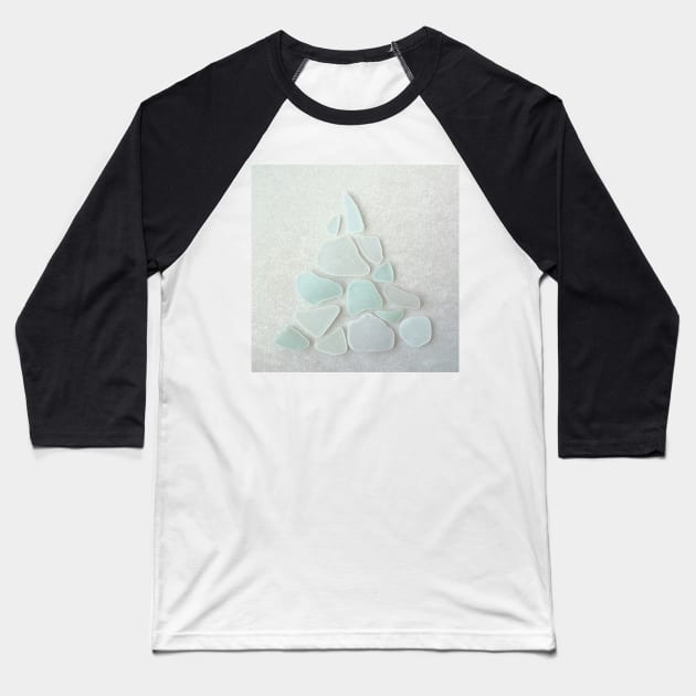 Sea Glass Sea Foam Christmas Tree Baseball T-Shirt by aldersmith